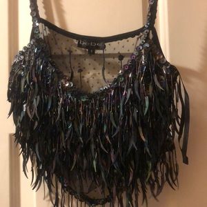 Bebe mesh sexy sequin top